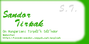 sandor tirpak business card